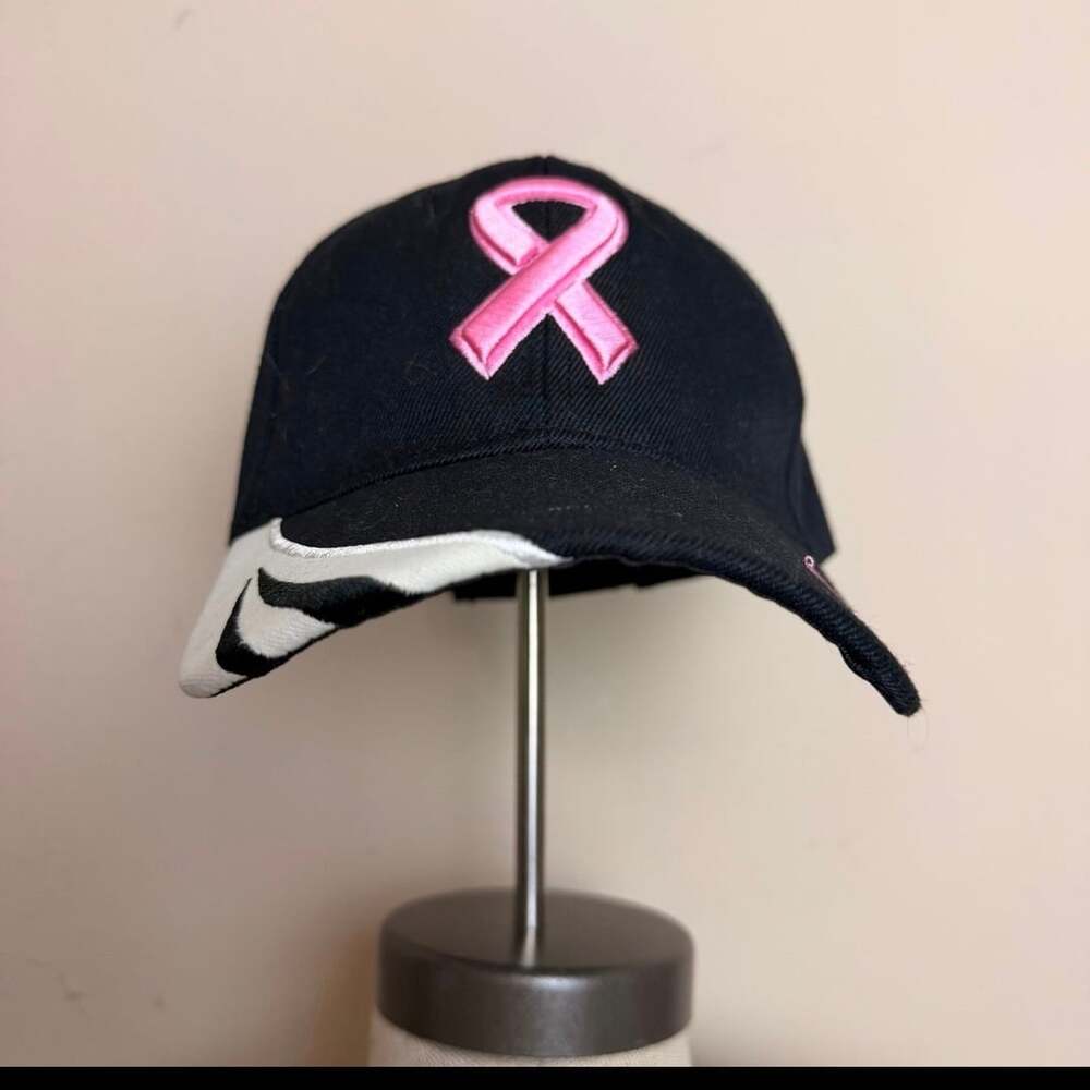 Breast Cancer Awareness Baseball Hat One Size Black Pink Ribbon